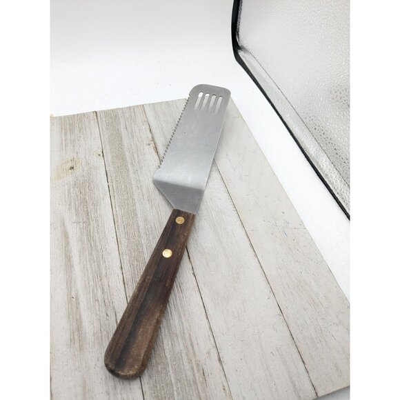 Barlow Stainless Steel Cake Pie Spatula Server 10 3/8" Slotted Serrated - Picture 1 of 8